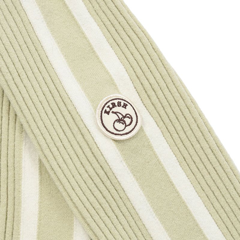 LINE POINT HIGH NECK KNIT ZIP UP [LIGHT KHAKI]