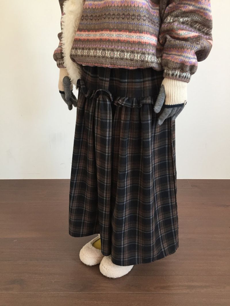 Bella Checkered Long Skirt (2color)