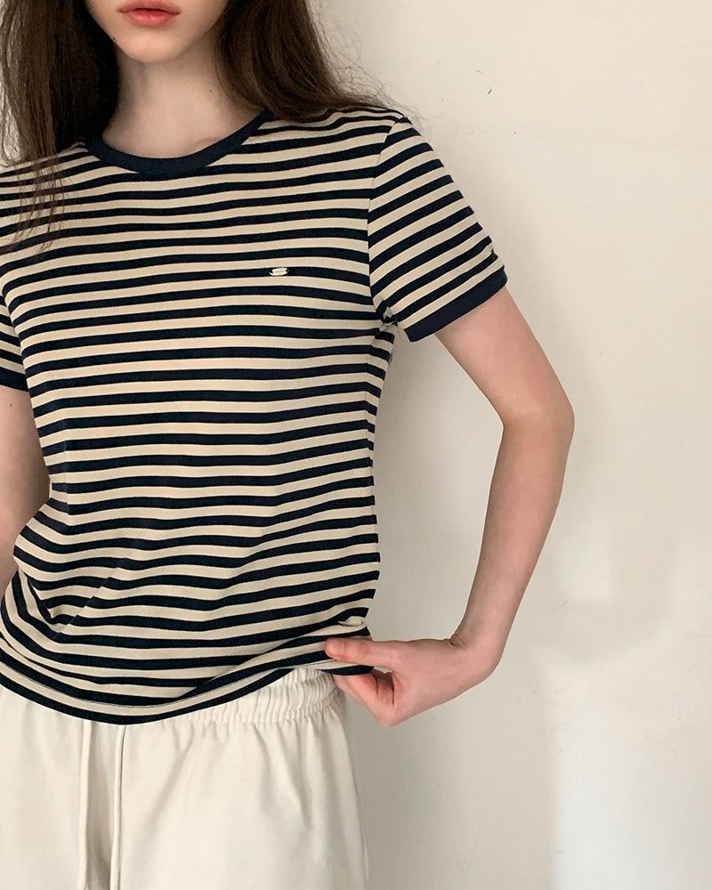 BEIDELLI（ベイデリー）の「[ORIGINAL] Ento Stripe Ringer T-Shirt（Tops）」