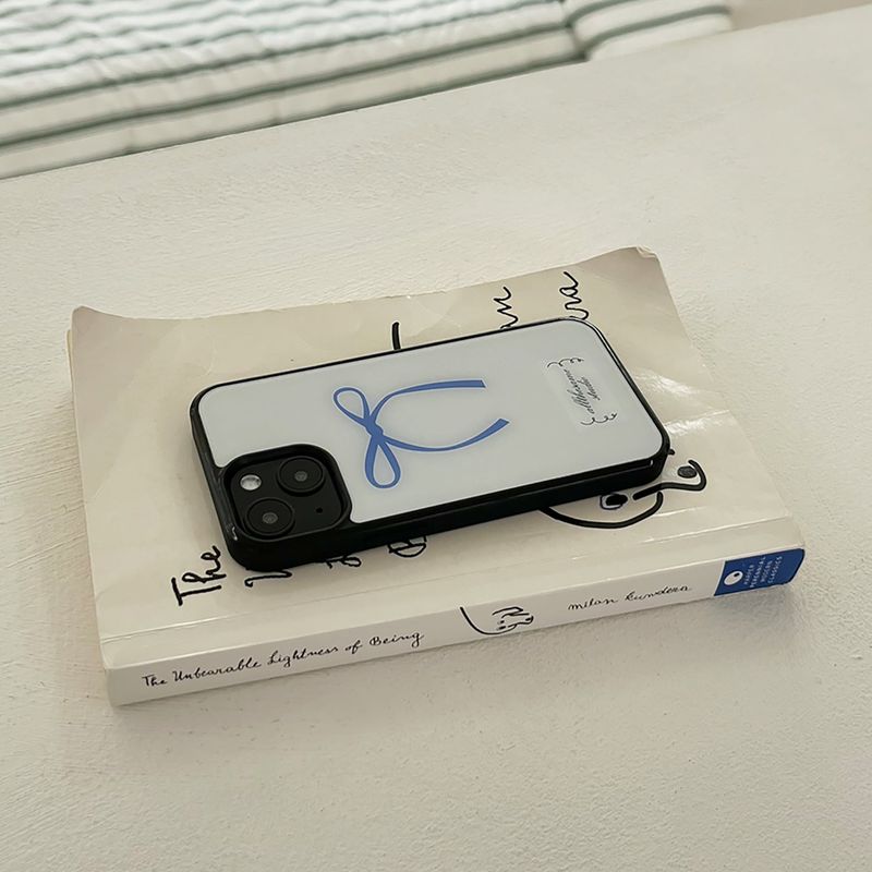 ribbon glossy glass bumper case (blue)