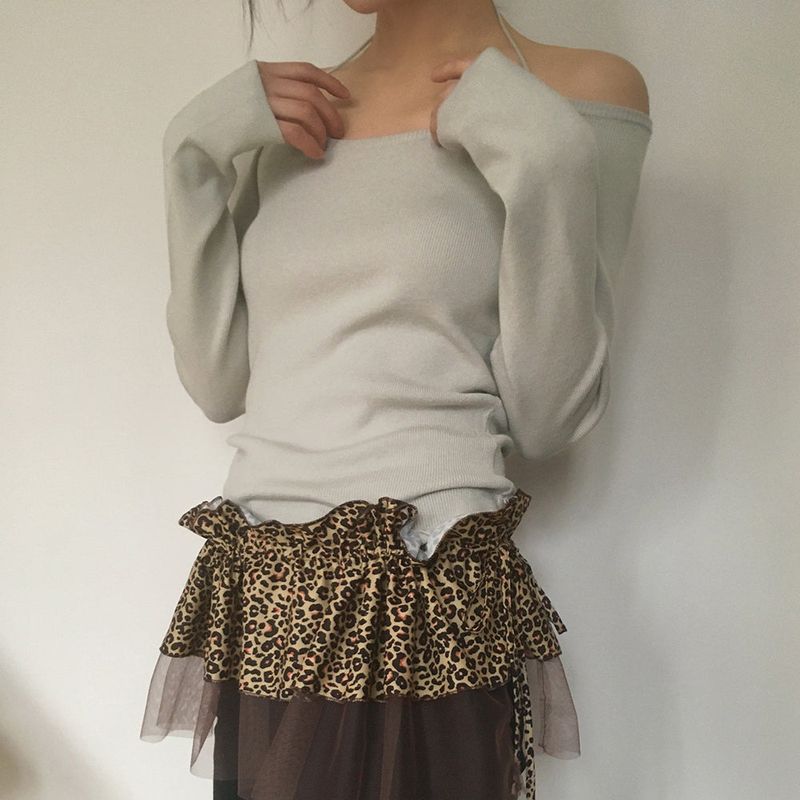 Aven Leopard layered wrap skirt