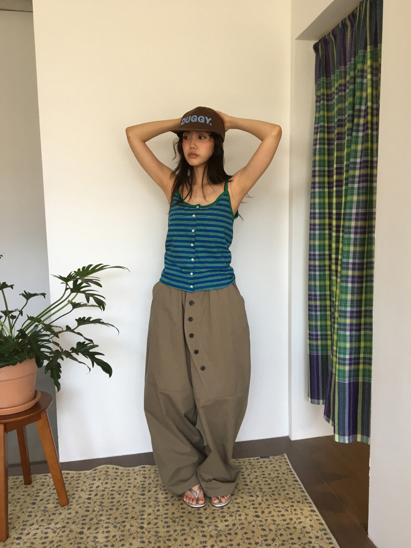 Pobi Striped Button Sleeveless (2color)