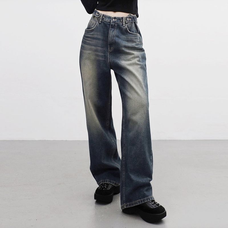 Keevy Button Wide Denim Pants