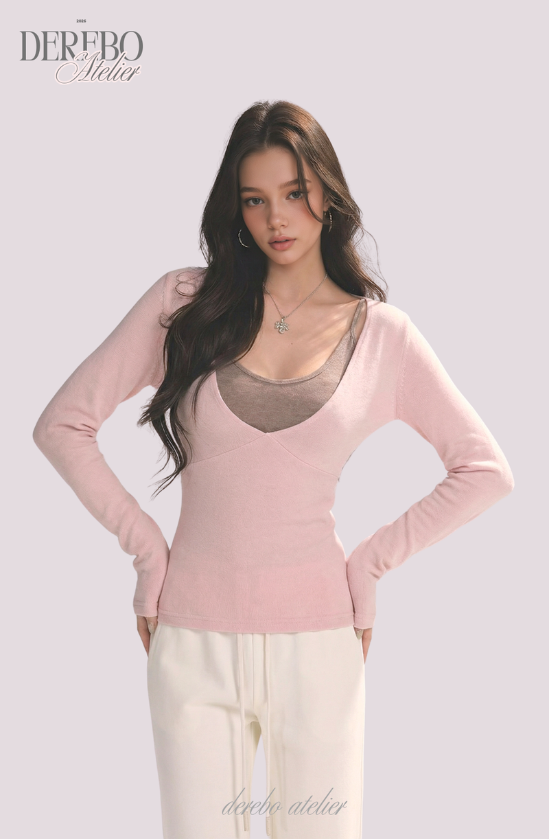 Renea Pink Layered Two-Piece Knitwear