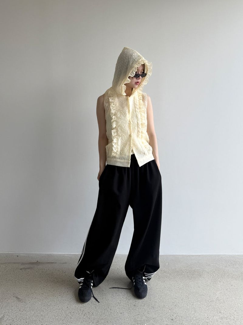 pintuck track pants