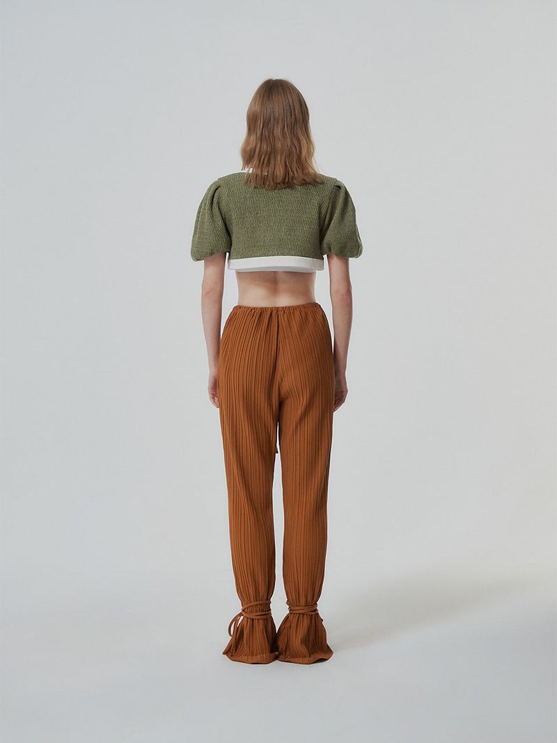 PLEATS ANKLE STRAP PANTS (2 COLOR)