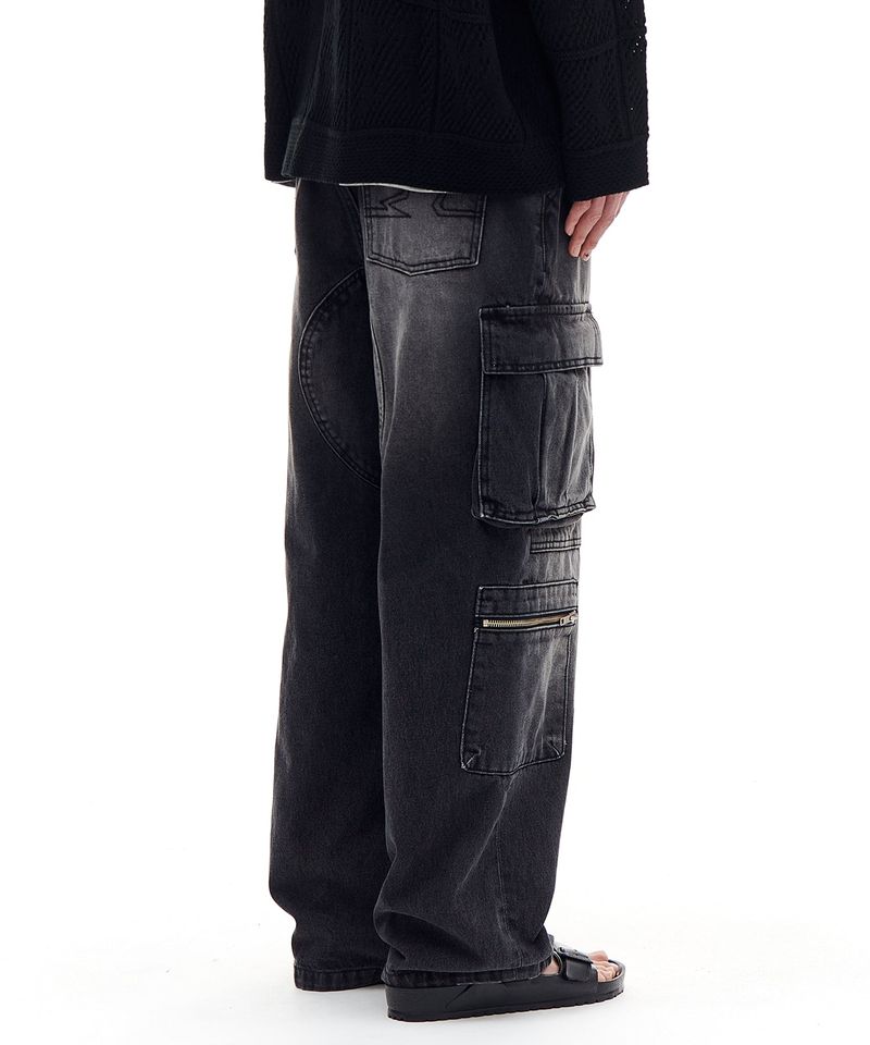 MULTI POCKET DENIM PANTS (BLACK)