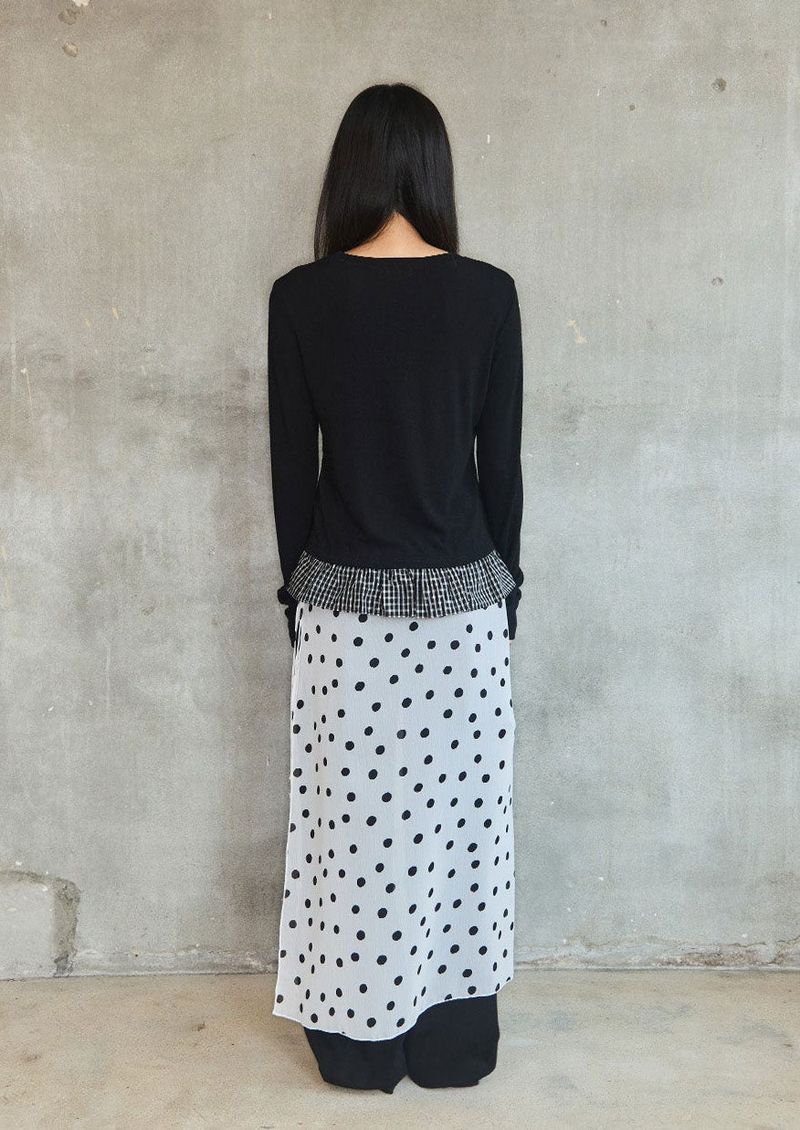 CHECK LAYERED LONG SLEEVE - BLACK