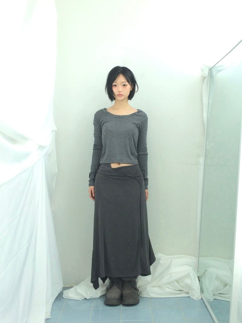 double-strap draped long dress
