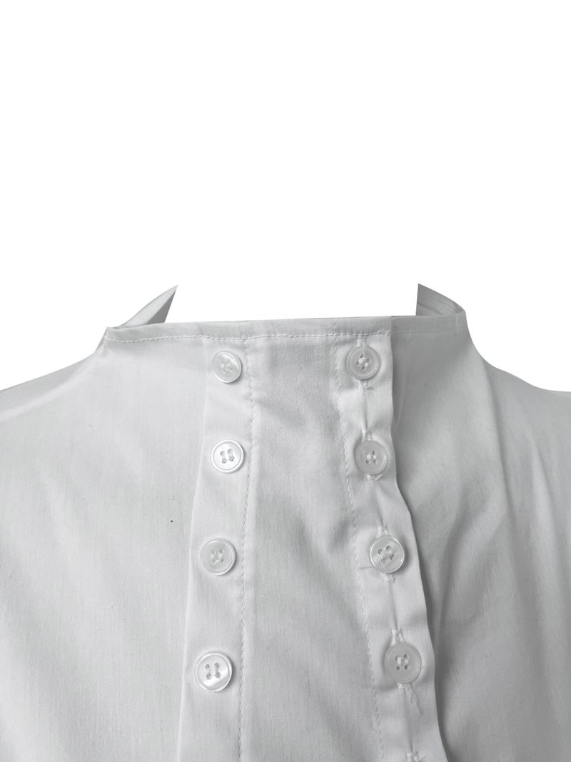 slim semi high-neck button shirt (2color)