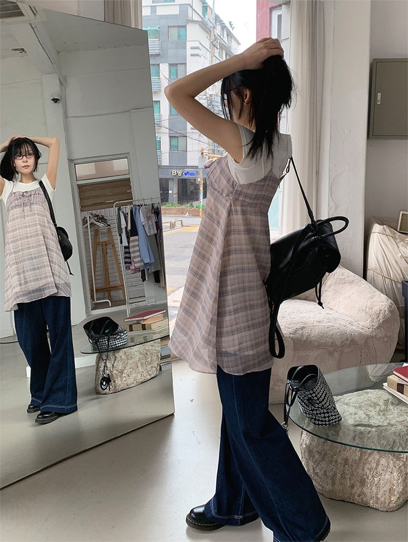 MAUVE CHECK MINI DRESS (3C)