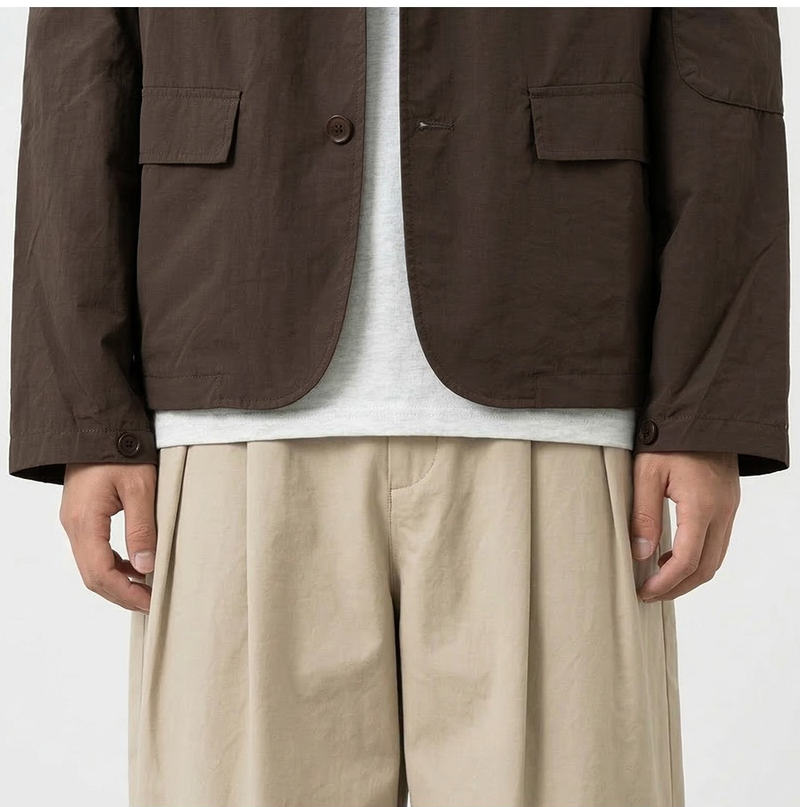 Crop Leisure Utility Jacket Brown