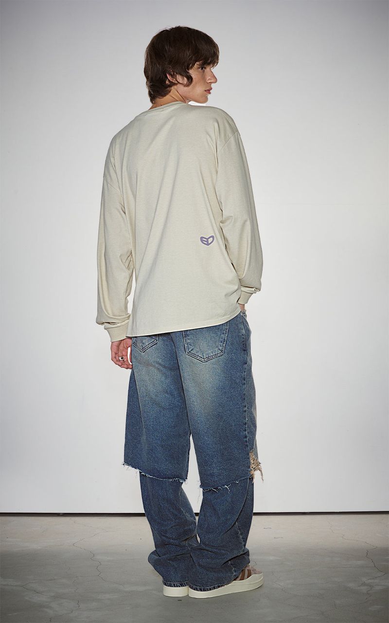 BLUR HEART LONG SLEEVE_BEIGE
