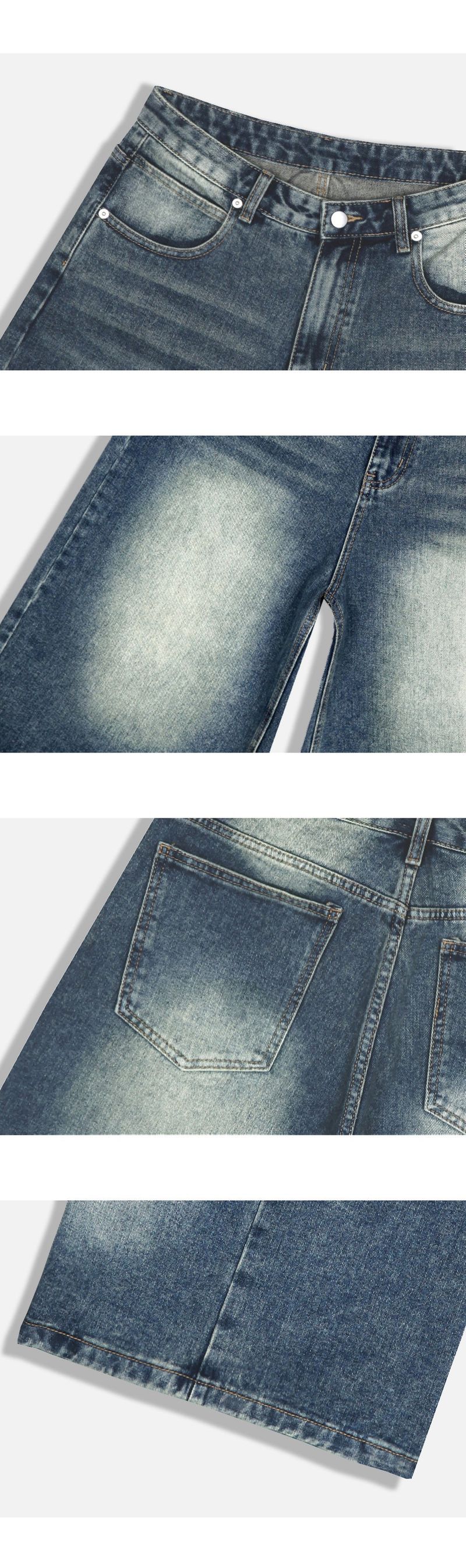 basic washing bermuda denim pants (vintage blue)