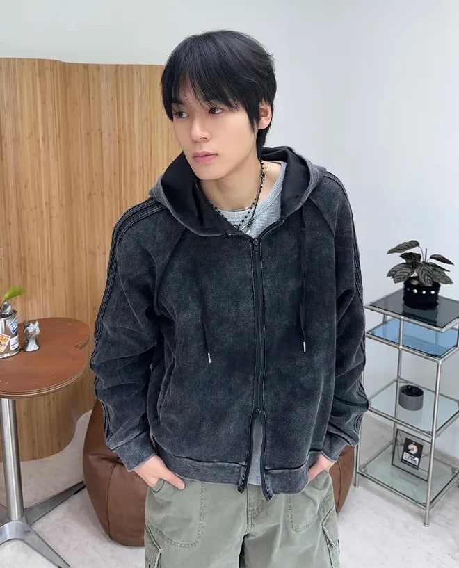 SATIIIZ（サティーズ）の「Karen Vintage Track Pigment Hood Zip-Up（Tops）」
