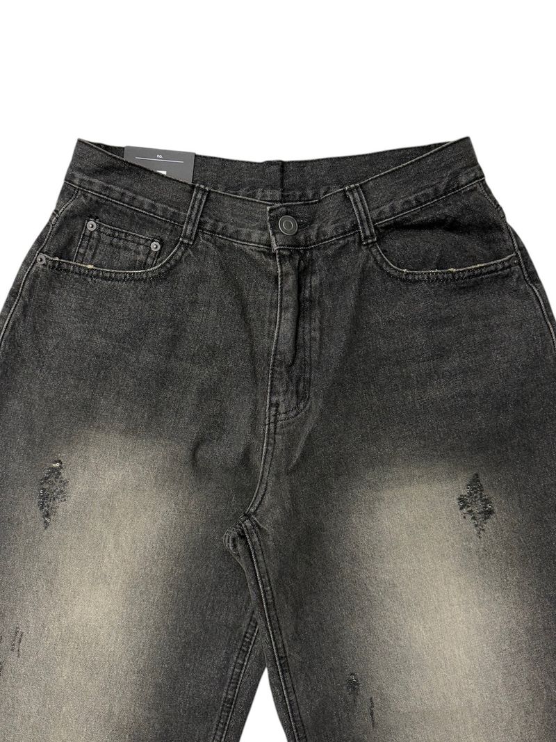 Rustic Black Denim Wide Pants (XS, S, M, L)