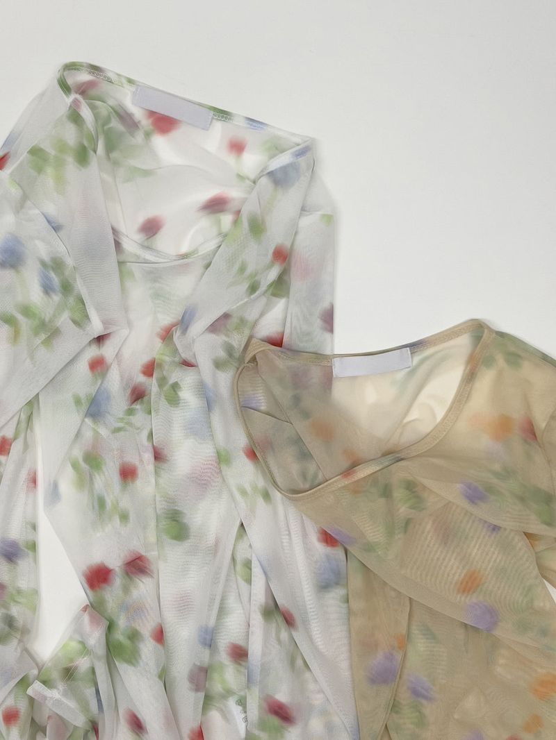 Flower See-through Layered T-shirt