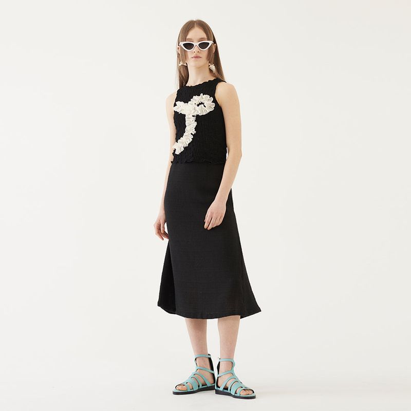 TMO BY 13MONTH(ティーエムオーバイサーティーンマンス)の「TWEED MIDI SKIRT (BLACK)(Skirts)」