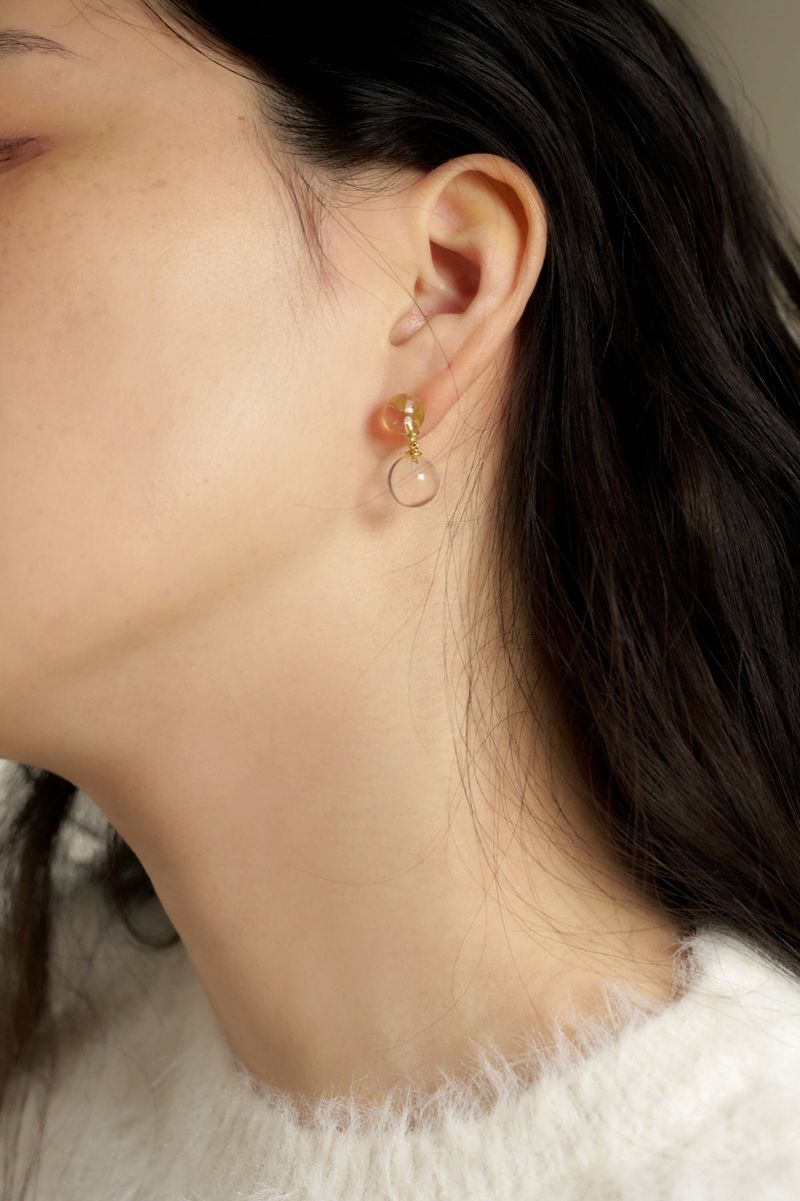clear quartz earring (2color)