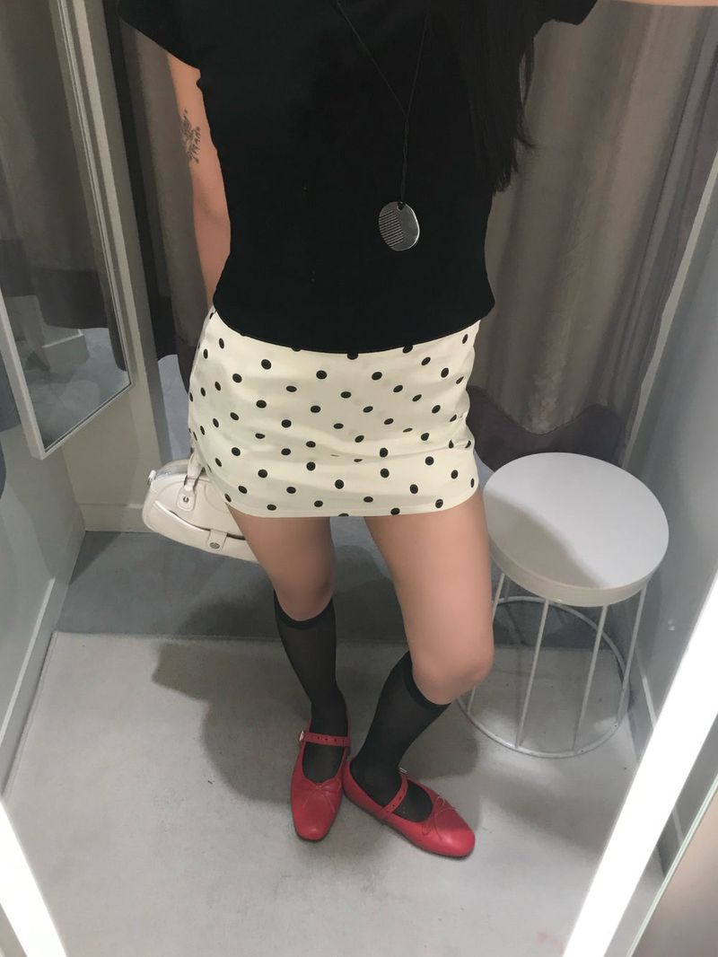 French Glow Dot Satin Mini Skirt