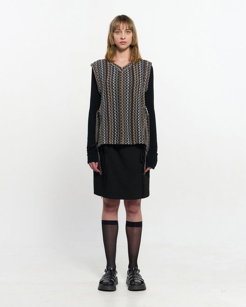  V neck knit Vest _ BROWN