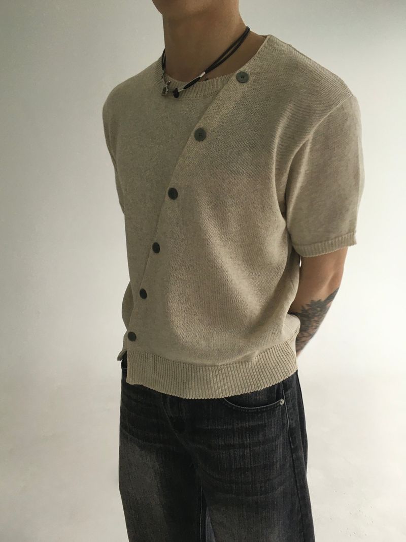 diagonal slick cardigan(4colors)