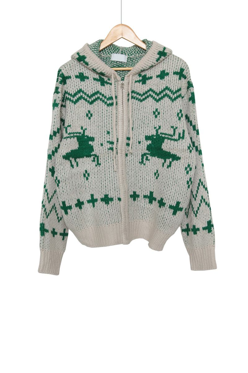 Nordic Knit Hood Zip-Up