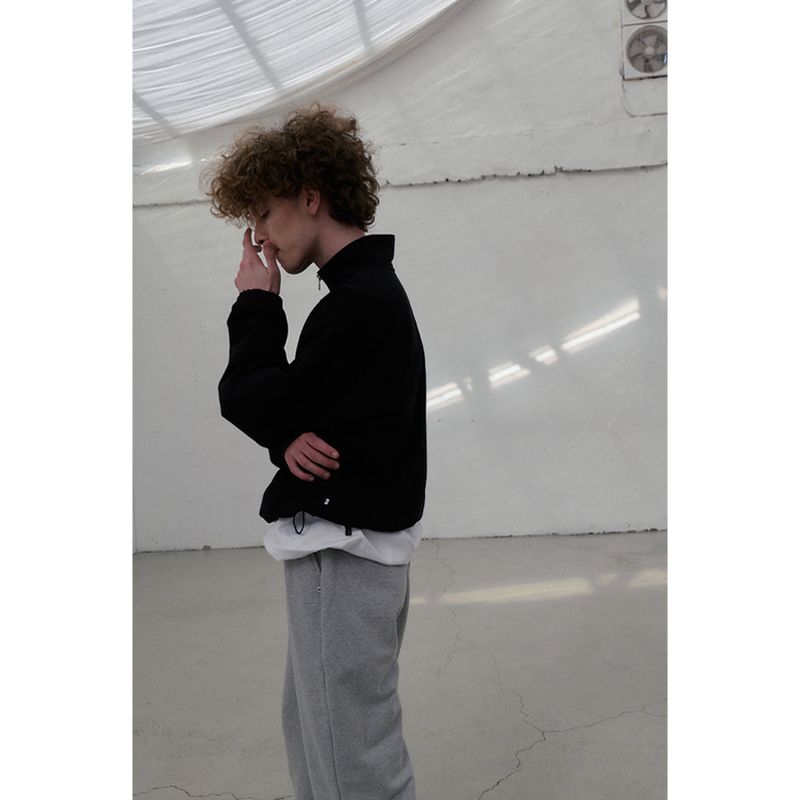 HUKE ロゴ ネイビー ハーフジップアップ MTM