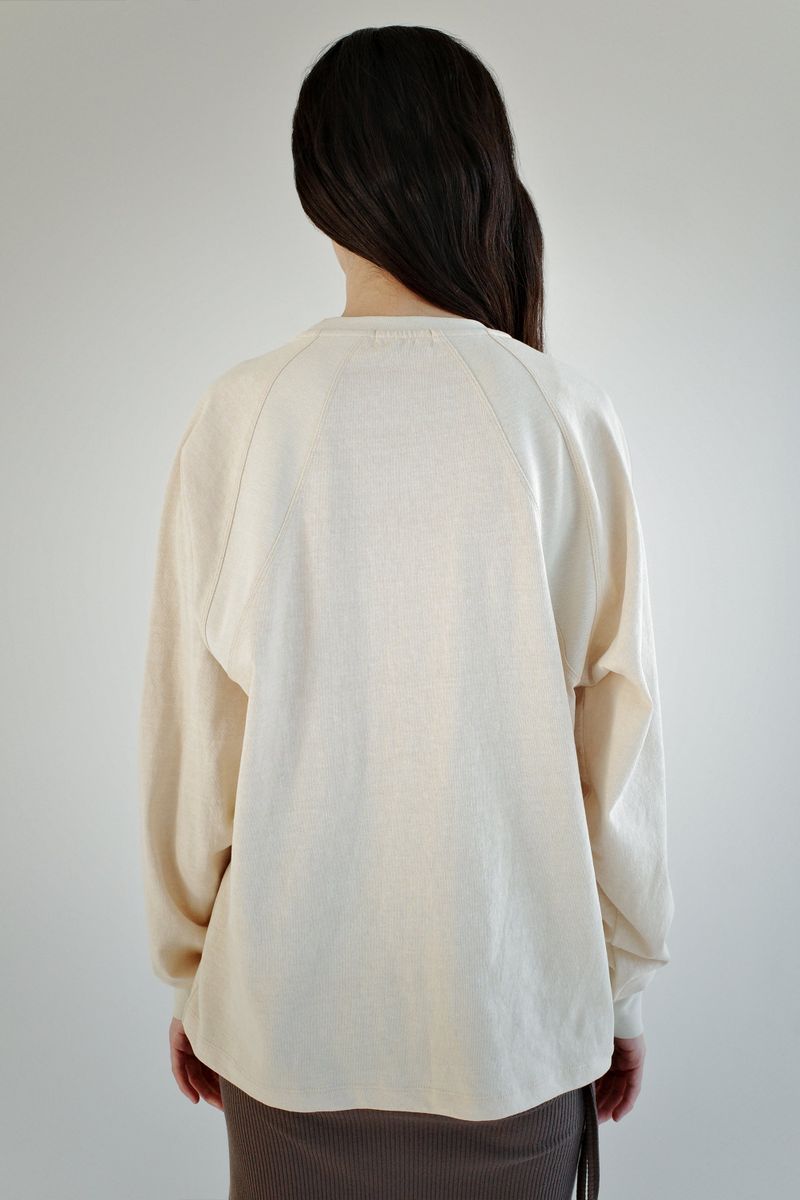 ラグランピグメント長袖Tシャツ, バター
