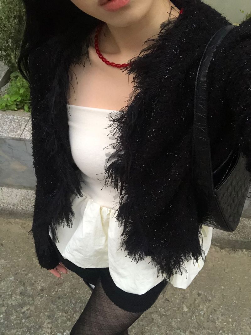 Tweed Fringe Cardigan Jacket