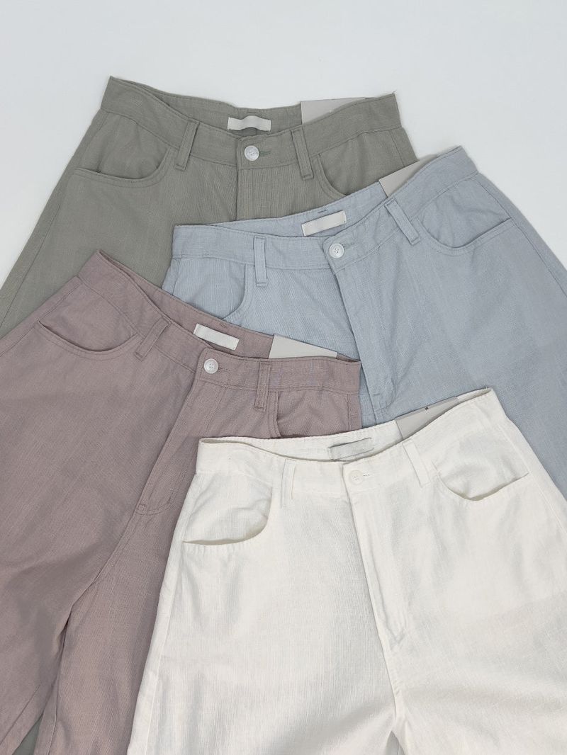 Linen Cinch Back Balloon Fit Wide Pants