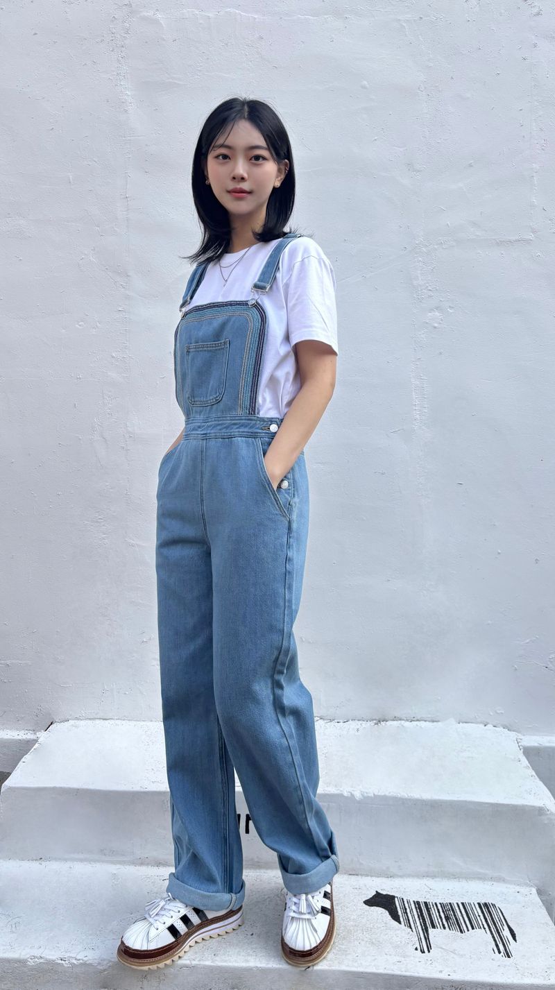 EMBROIDERY OVERALL DENIM PANTS code 25011