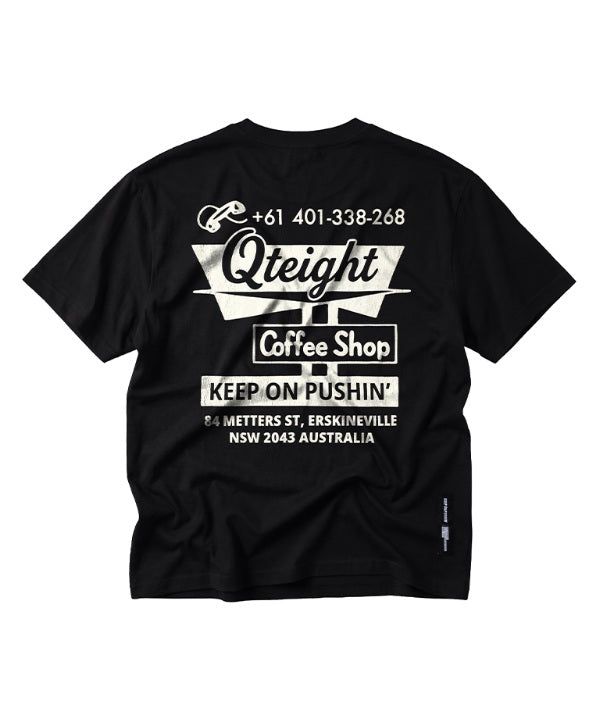 QT8 GARMENTS（キューティーエイトガーメント）の「LB Coffee Shop Washed Tee (Black)（Tops）」