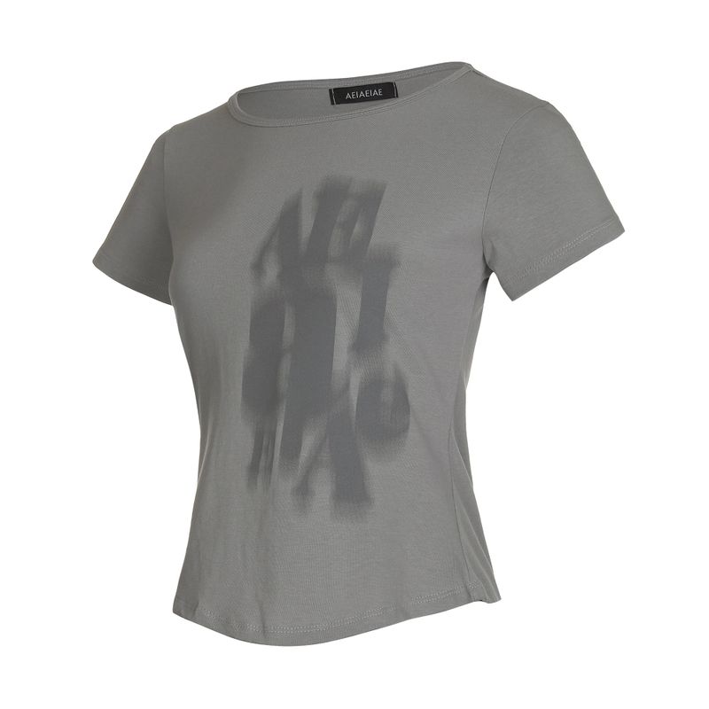 Slim Fit Short Sleeve Tee – Blurred Type [GRAY]