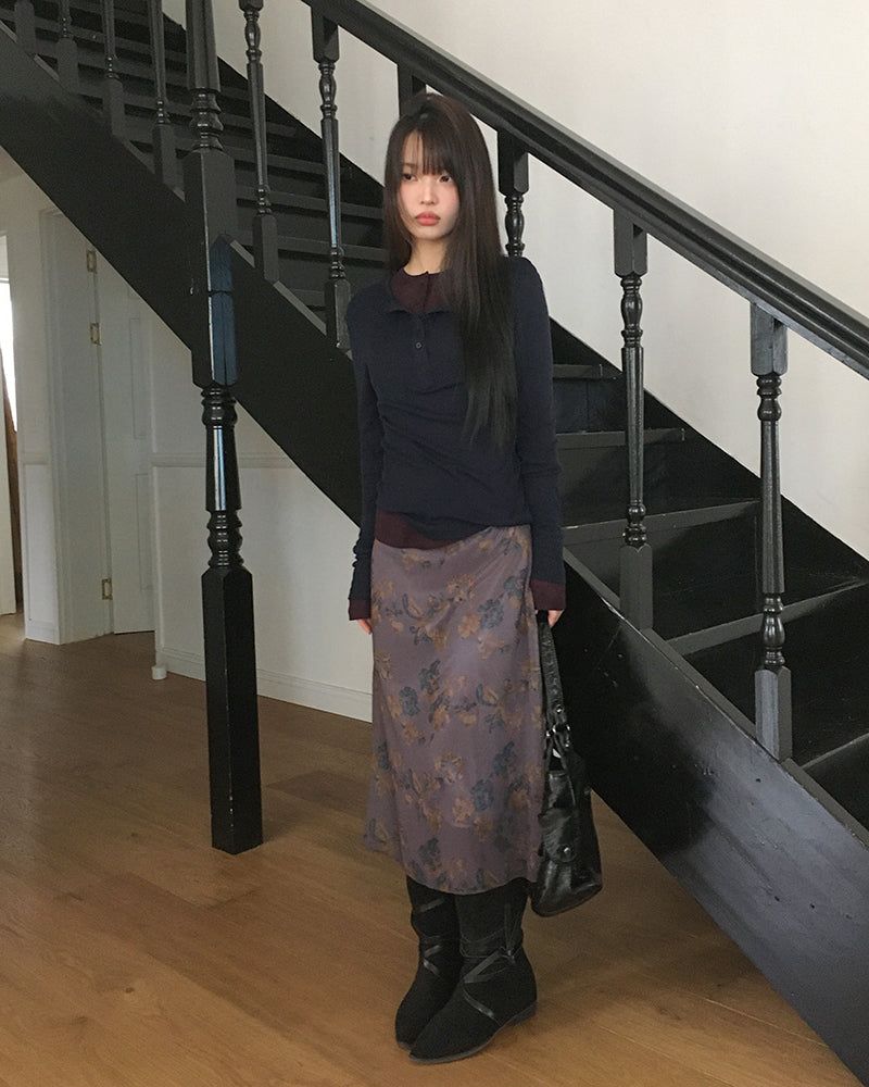 Jubel Flower Chiffon Midi Skirt