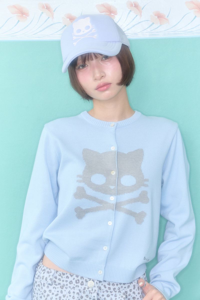 SHAKIRI（シャキリ）の「KIRI SKULL KNIT CARDIGAN (BLUE)（Tops）」