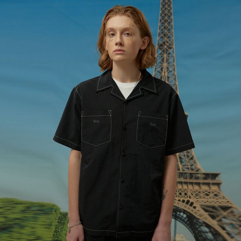 Stitch nylon short sleeve shirts