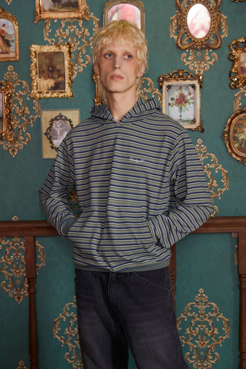 STRIPE LOGO HOODIE / GREEN