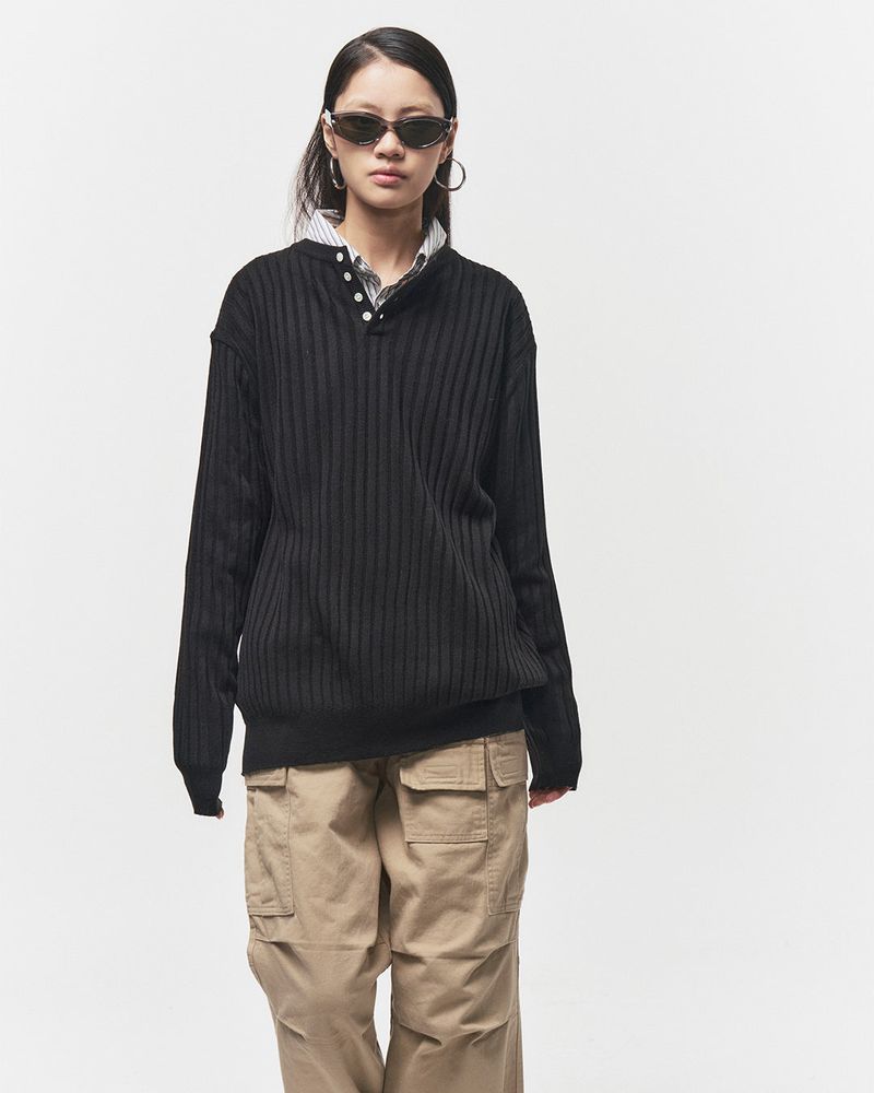 Bluesf semi-wide washed cargo pants
