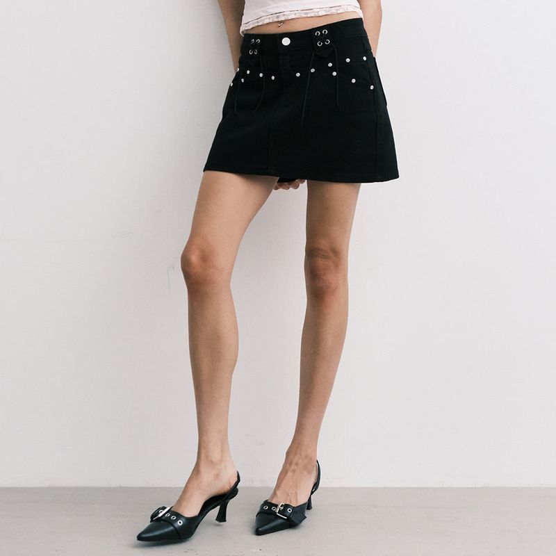 MIDNIGHT MOVE（ミッドナイトムーブ）の「belt skirt (black)（Skirts）」