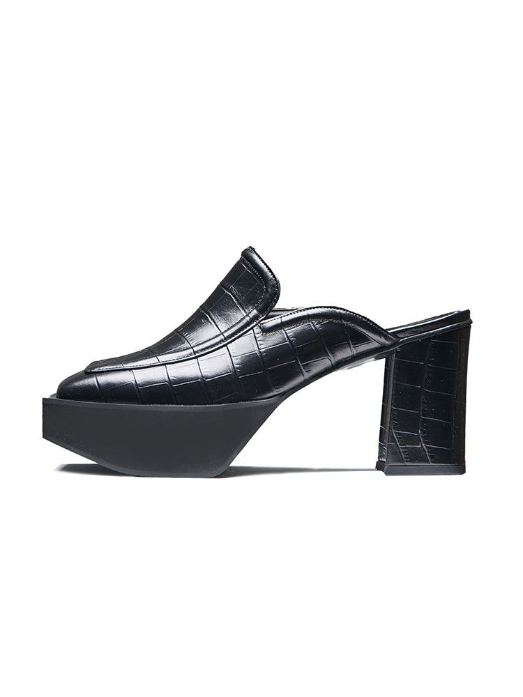 SQUARE TOE MULE-BLACK