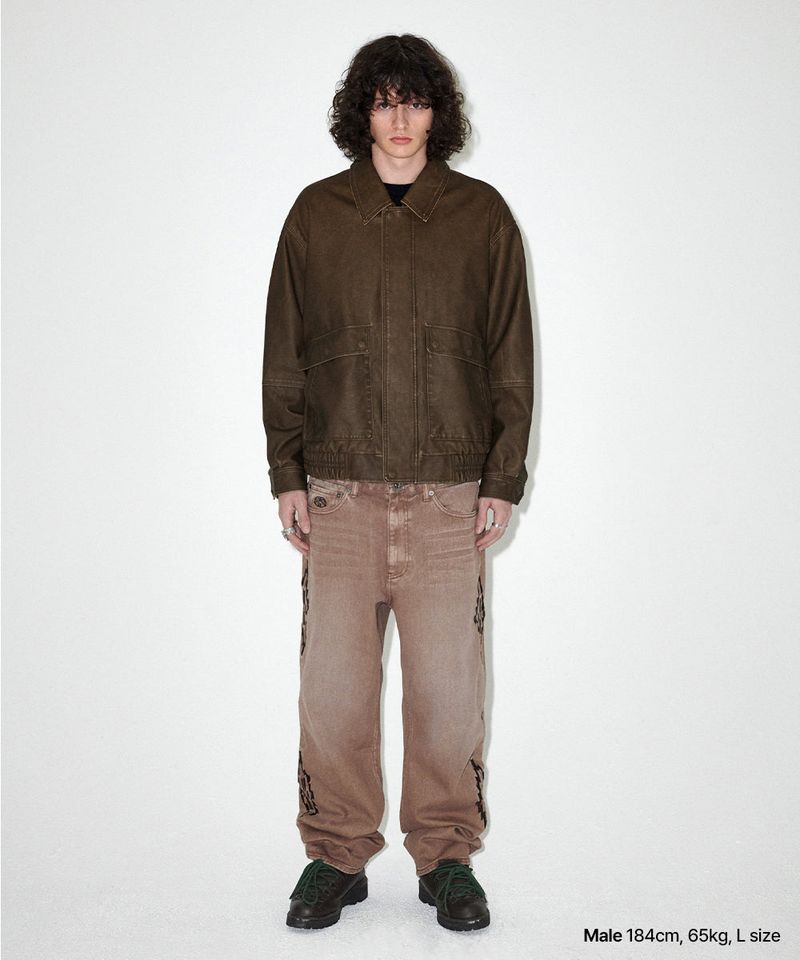 WASHED FAUX LEATHER BLOUSON