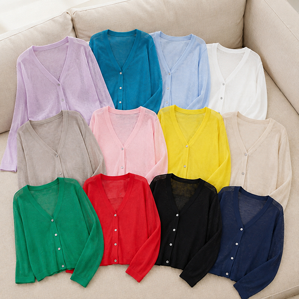 hijjoo（ハイチュー）の「[Linen Cardigan☀️] シースルー カーディガン、キューブ サマー カーディガン(12 colors) （トップス）」