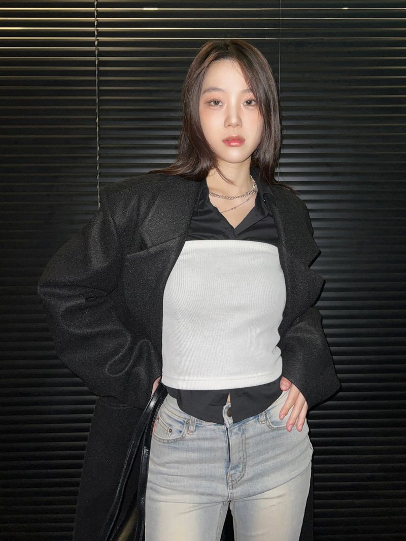 [UNISEX] Wool back button maxi long coat (Black)