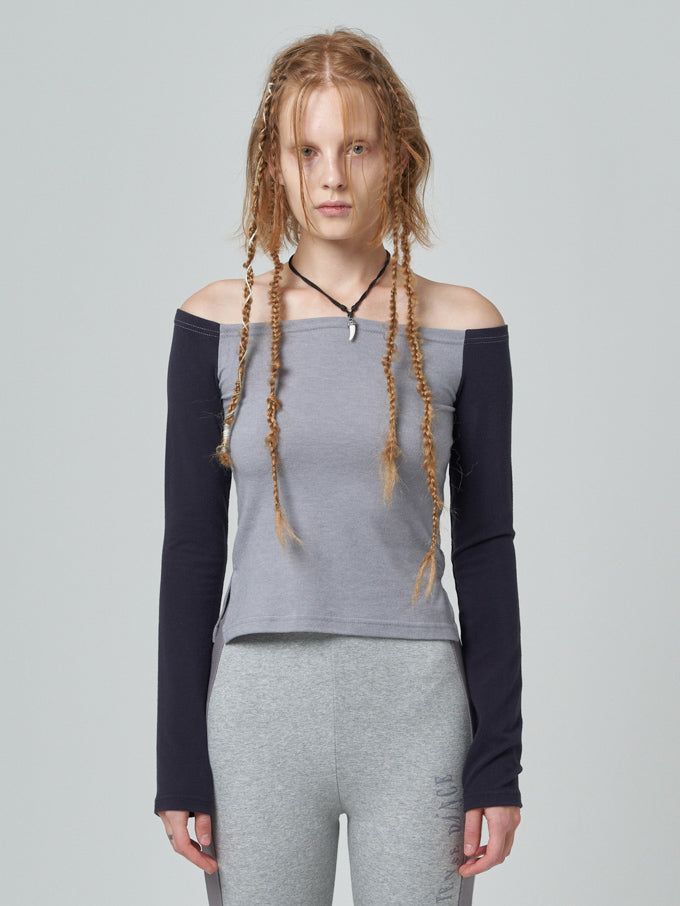 TENSE DANCE(テンスダンス)の「Off-shoulder raglan top_blue(Tops)」