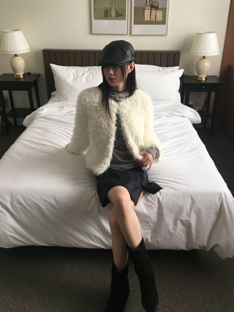 Lens quilted eco fur jacket