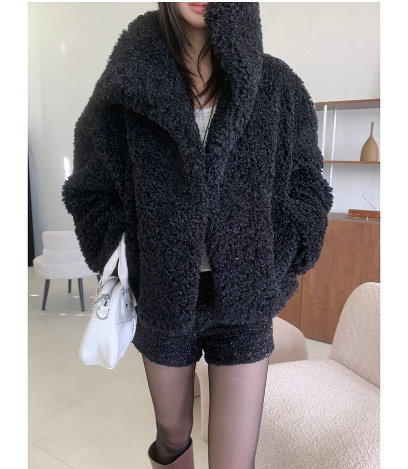 Teddy Hug Fuzzy High Neck Fur Jacket