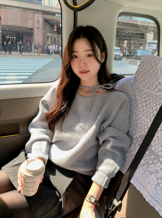 SHOPPERLAND（ショッパーランド）の「#One Shoulder Ribbon Boatneck Tie Knit (4color)（Tops）」