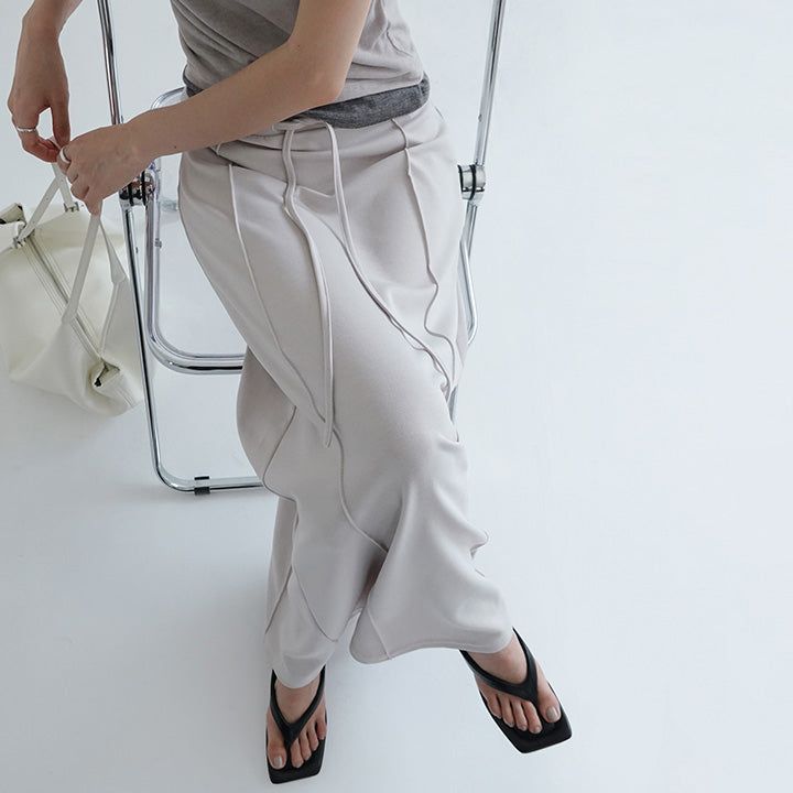 [Retian] String Slit Flare Long Skirt - 3 colors