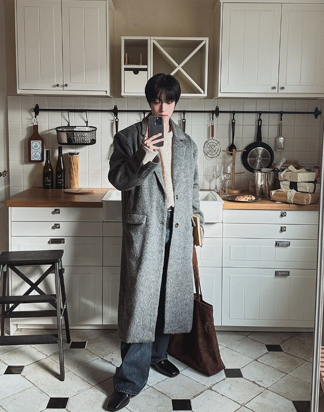 Solive Maxi Long Herringbone Single Coat
